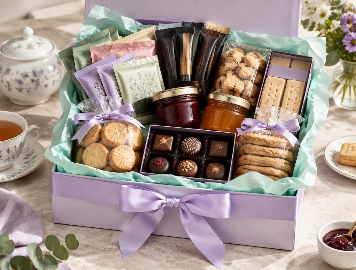 Tea-Time Hamper with packaged treats